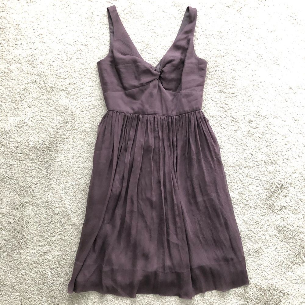 $3.00-J. Crew Plum Silk Chiffon Twist Front Dress